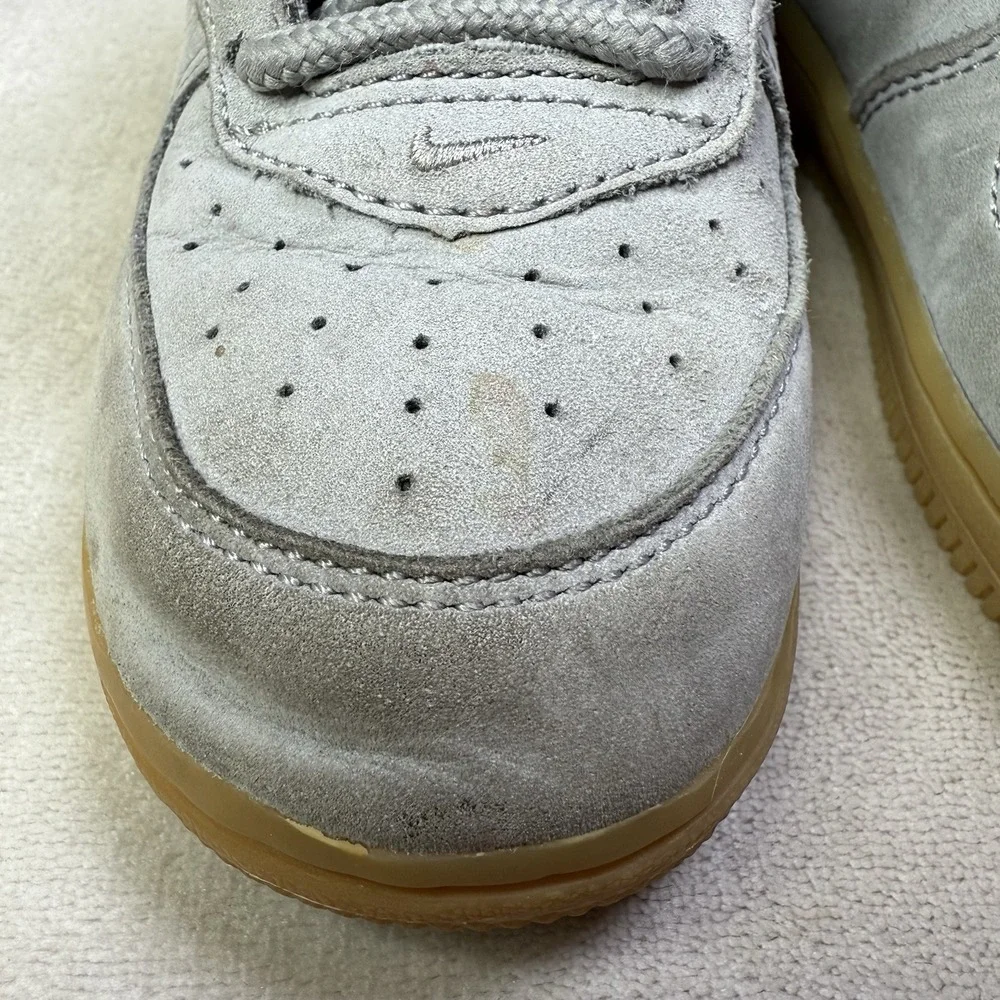 Nike‎ Air Force 1 Mid Boys Size 8C Gray Gum Athletic Suede Shoes Sneakers